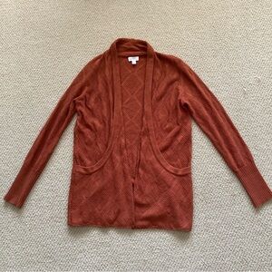 Market & Spruce Antoine Cardigan Pumpkin Spice Brown Size Medium Cotton Blend